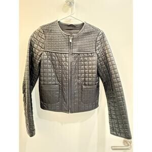 Zara Black Quilted Faux Leather Moto Jacket Size S Biker Edgy Fall Winter